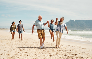 family on beach